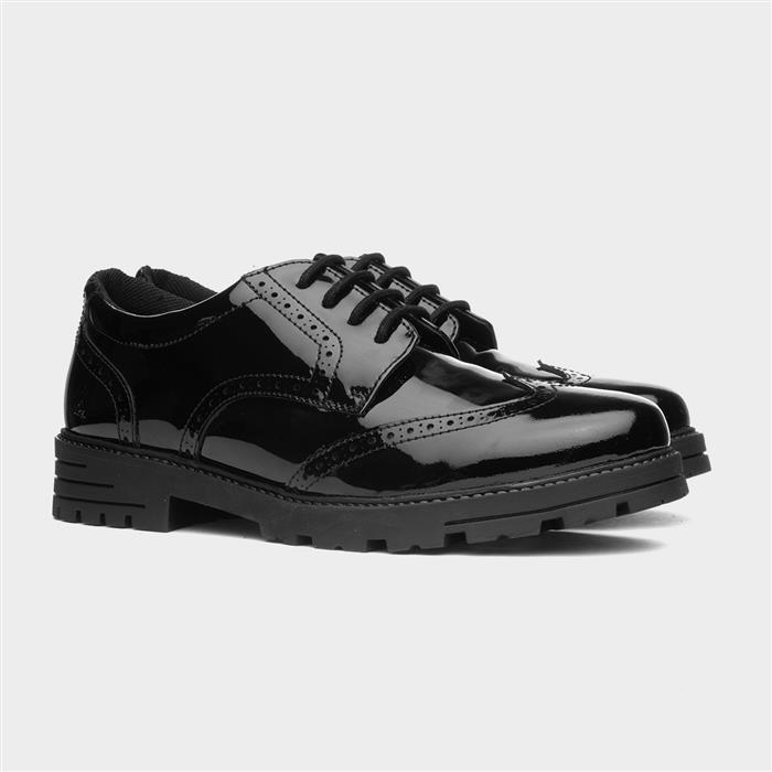 Darcy Girls Black Patent Brogue