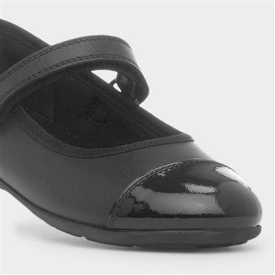 Lottie Girls Black Leather Shoe