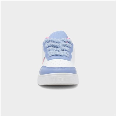 Kids White & Blue Lace Up Shoe