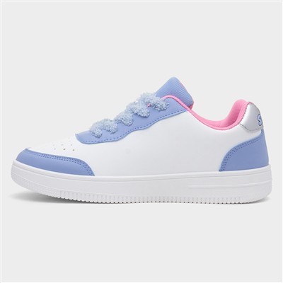 Kids White & Blue Lace Up Shoe