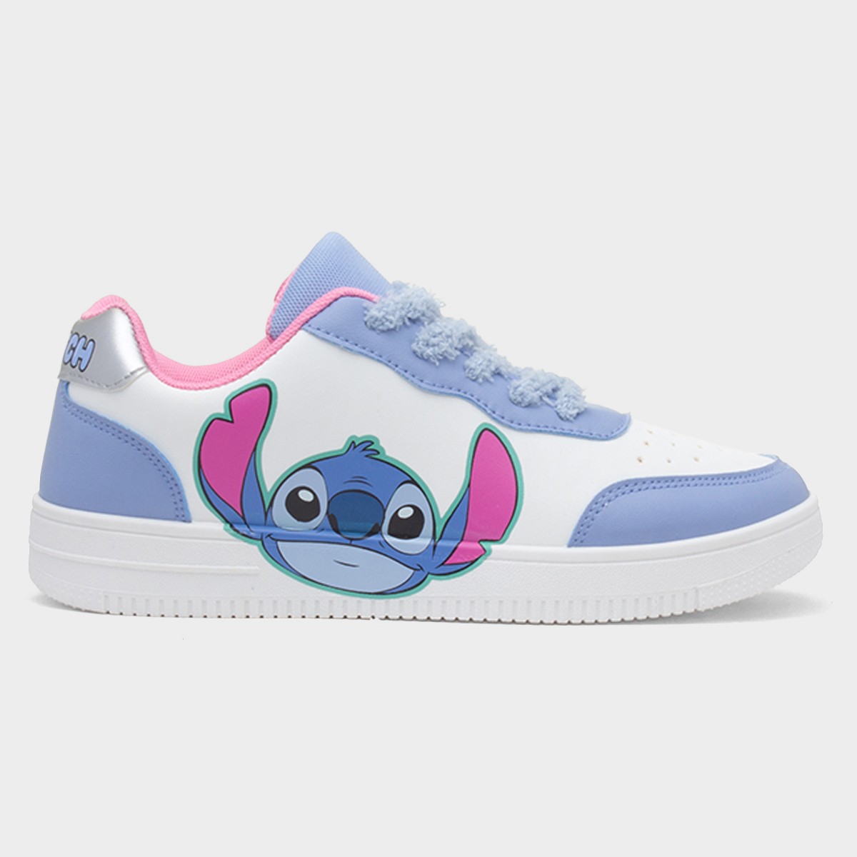 Kids White & Blue Lace Up Shoe