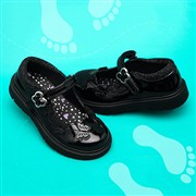 Walkright Carol Girls Black Butterfly School Shoe (Click For Details)