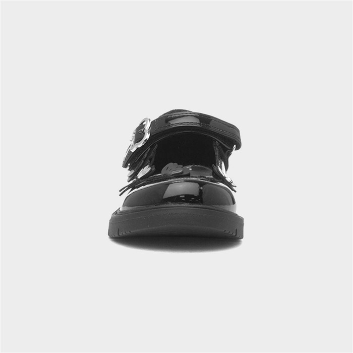 Carol Girls Black Butterfly School Shoe