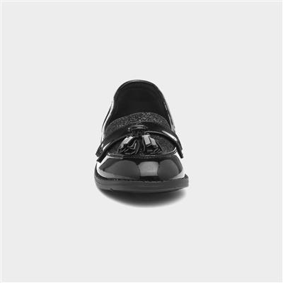 Cas Girls Black Patent Loafer Shoe