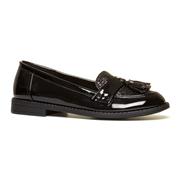 girls black patent loafers