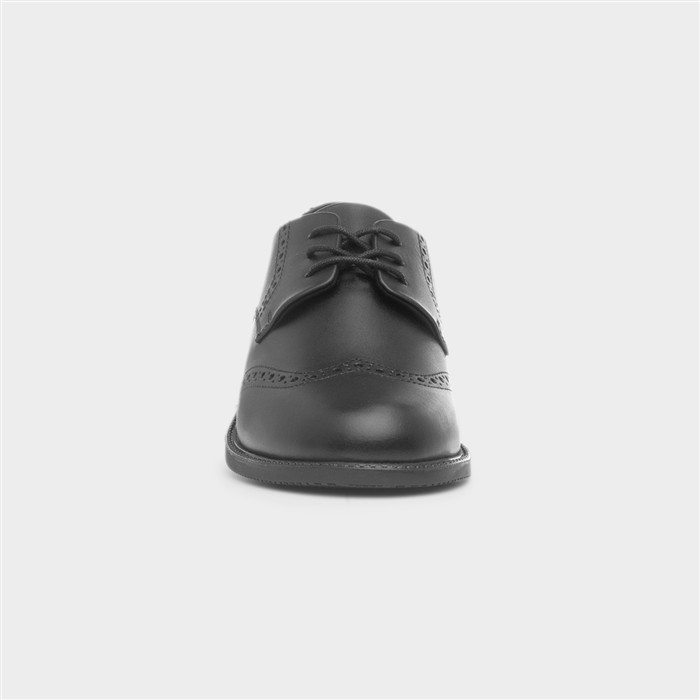 Ava Girls Black Leather Brogue Shoe