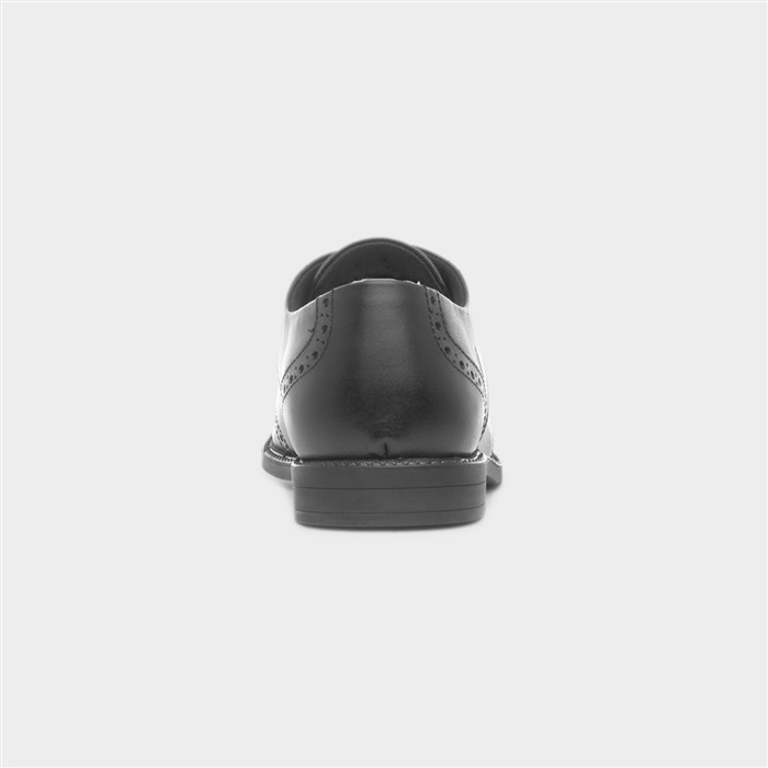 Ava Girls Black Leather Brogue Shoe