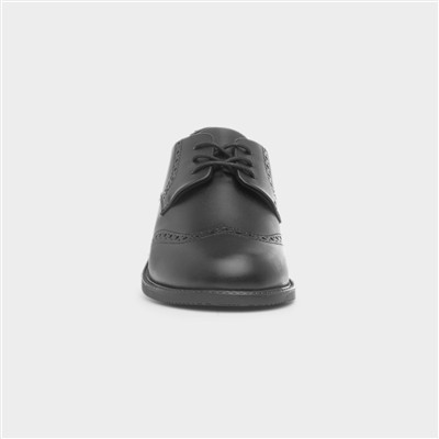 Ava Girls Black Leather Brogue Shoe