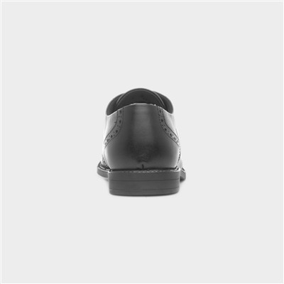 Ava Girls Black Leather Brogue Shoe
