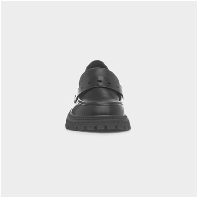 Girls Black Chunky Loafer Shoe