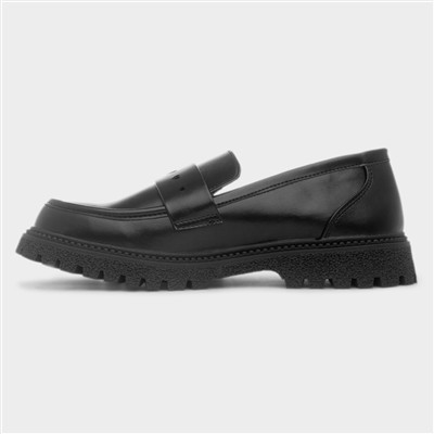 Girls Black Chunky Loafer Shoe
