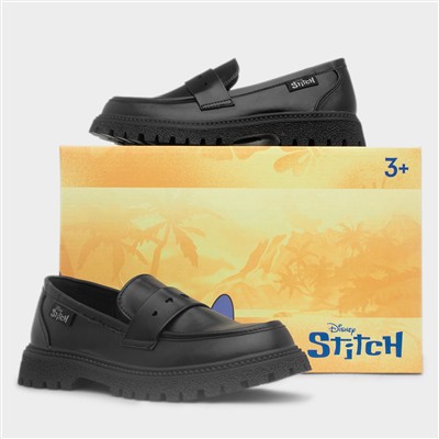 Girls Black Chunky Loafer Shoe
