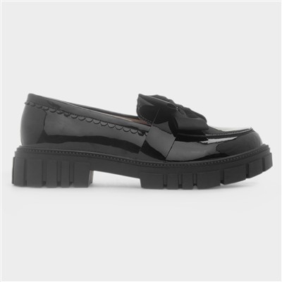 Lola Girls Black Patent Bow Loafer
