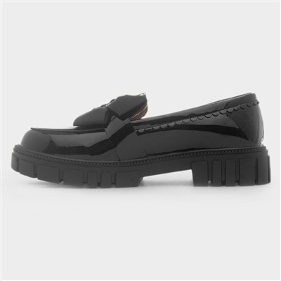 Lola Girls Black Patent Bow Loafer
