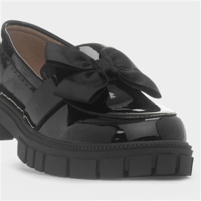Lola Girls Black Patent Bow Loafer