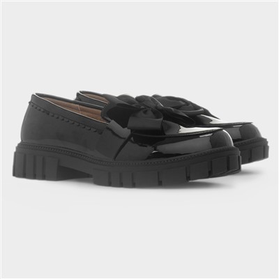 Lola Girls Black Patent Bow Loafer
