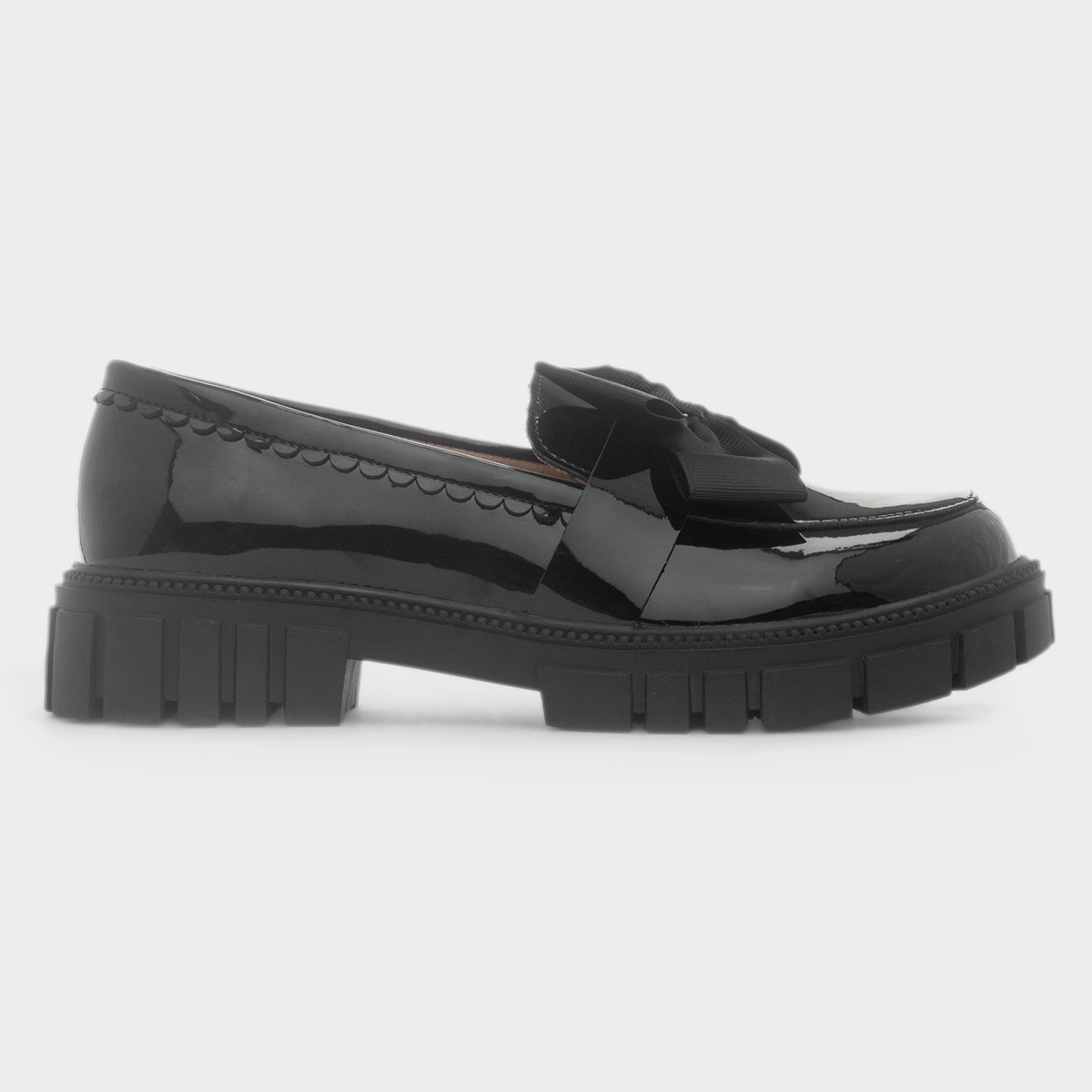 Lola Girls Black Patent Bow Loafer