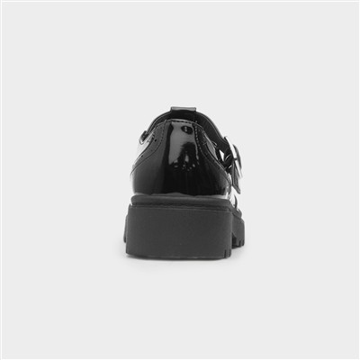 Girls Black Patent T-Bar Shoe