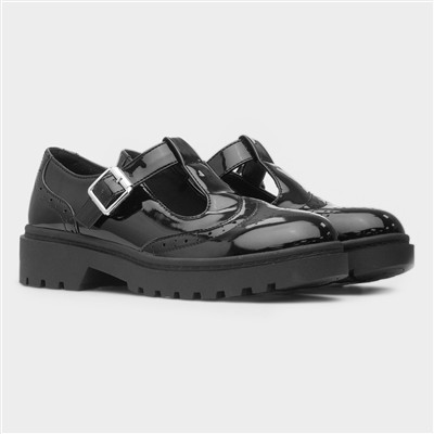 Girls Black Patent T-Bar Shoe