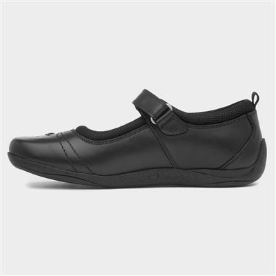 Amber Girls Black Leather Shoe
