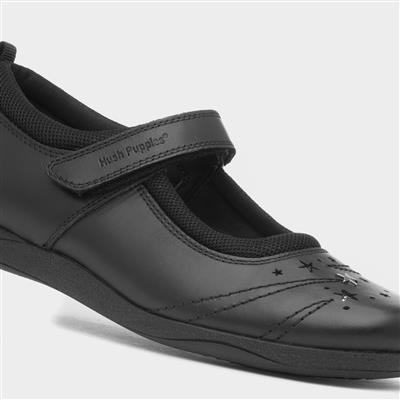 Amber Girls Black Leather Shoe