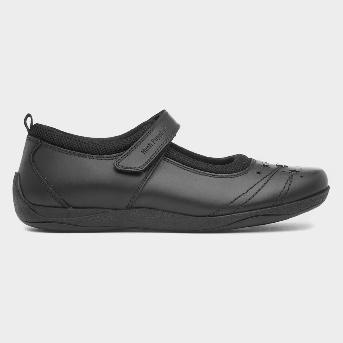 Amber Girls Black Leather Shoe