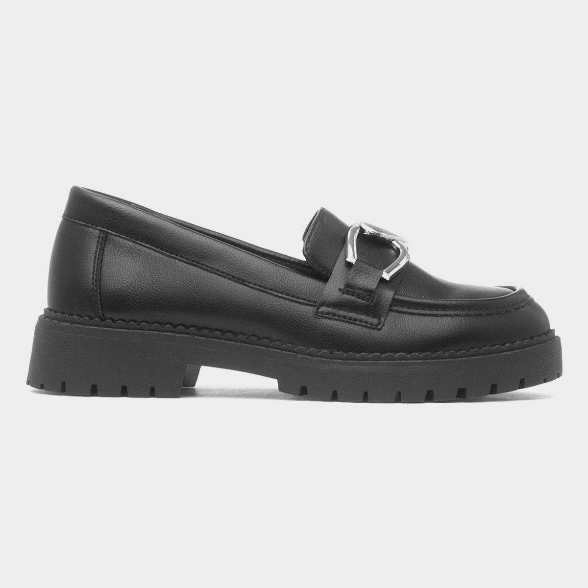 Girls Black Heart Trim Loafer