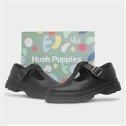 Hush Puppies Geena Girls Black Leather T Bar Shoe (Click For Details)
