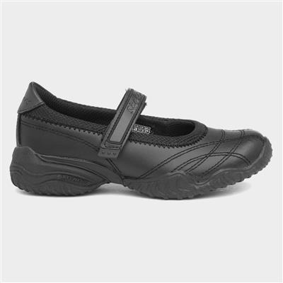 Velocity Pouty Girls Black Leather Shoe