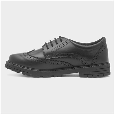 Maxine Girls Black Leather Brogue