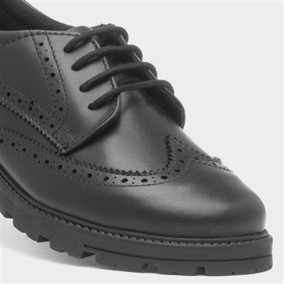 Maxine Girls Black Leather Brogue