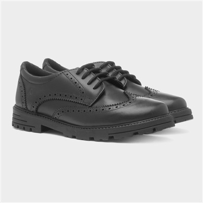 Maxine Girls Black Leather Brogue