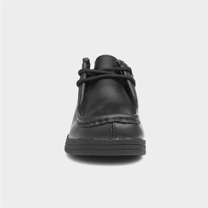Kids Wallabee Black Coated Leather Shoe