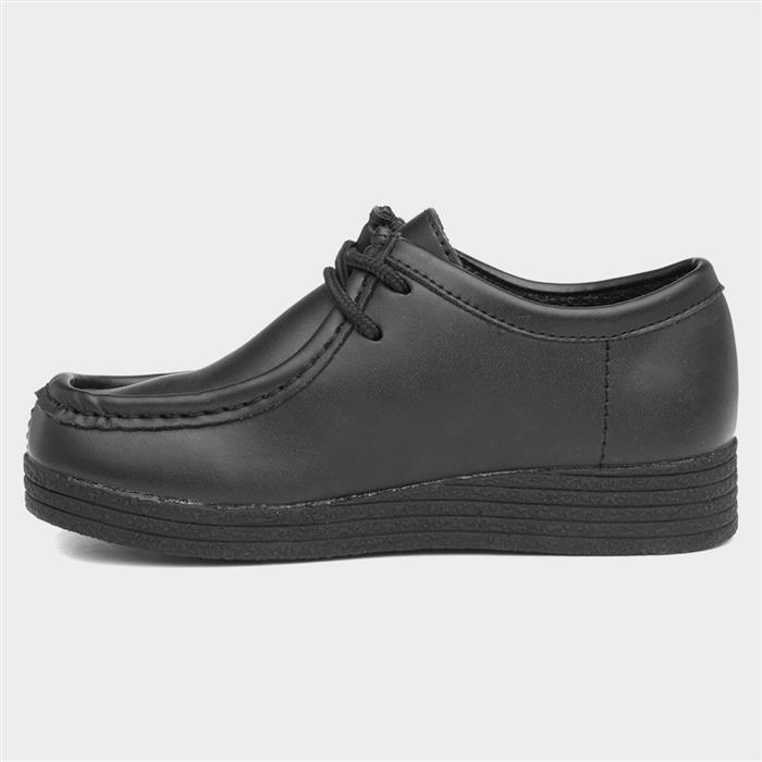 Kids Wallabee Black Coated Leather Shoe