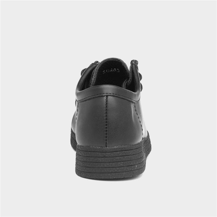 Kids Wallabee Black Coated Leather Shoe