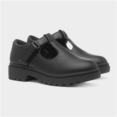 Carly Girls Black School Shoe