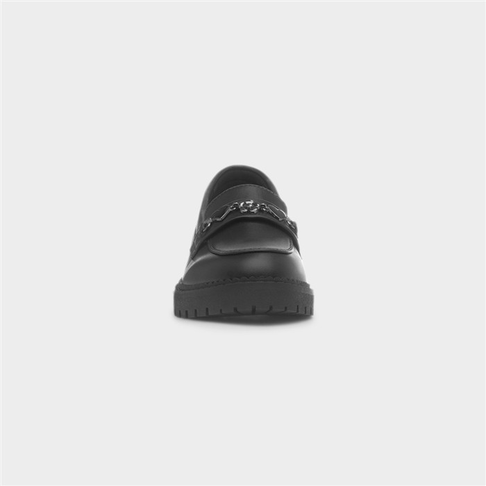 Girls Black Heart & Flower Slip On Loafer