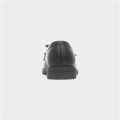 Girls Black Slip On Tassel Loafer Shoe