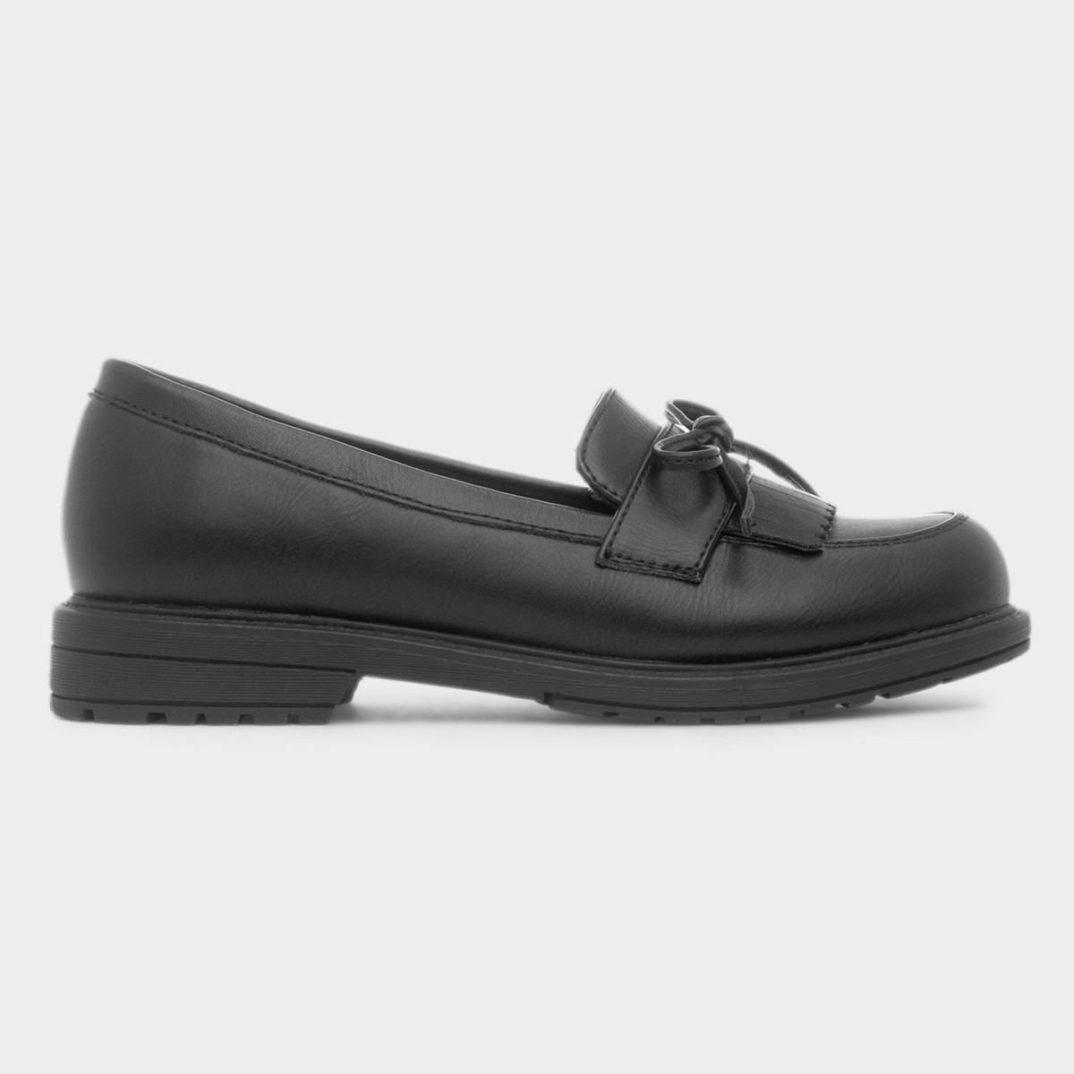 Girls Black Slip On Tassel Loafer Shoe