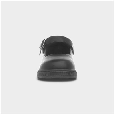 Layla Girls Black Matte School Shoe