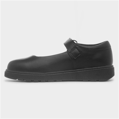 Layla Girls Black Matte School Shoe