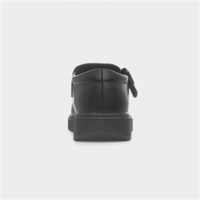 Layla Girls Black Matte School Shoe