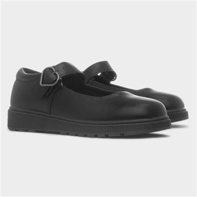 Layla Girls Black Matte School Shoe