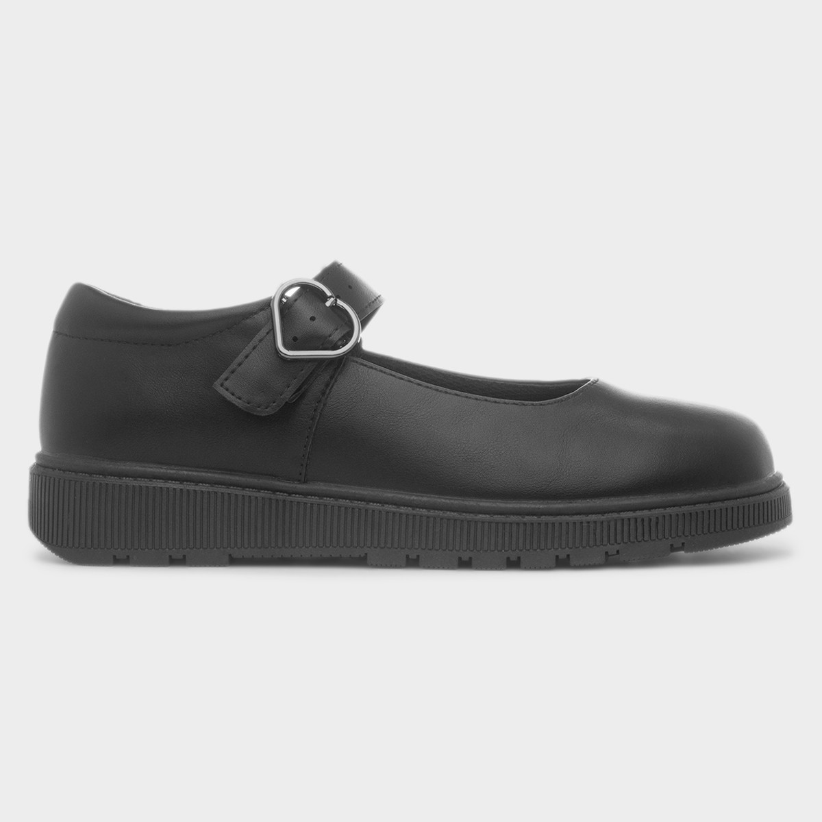 Layla Girls Black Matte School Shoe