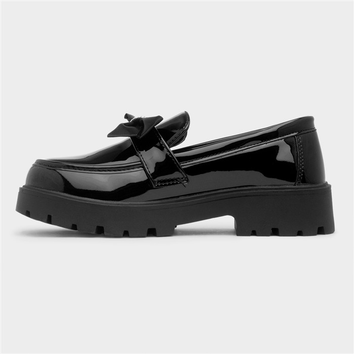Zena Girls Black Patent Chunky Loafer