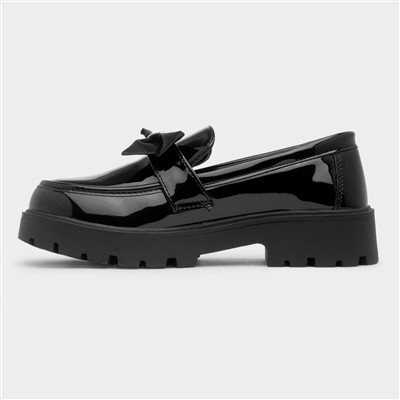 Zena Girls Black Patent Chunky Loafer