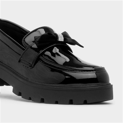 Zena Girls Black Patent Chunky Loafer