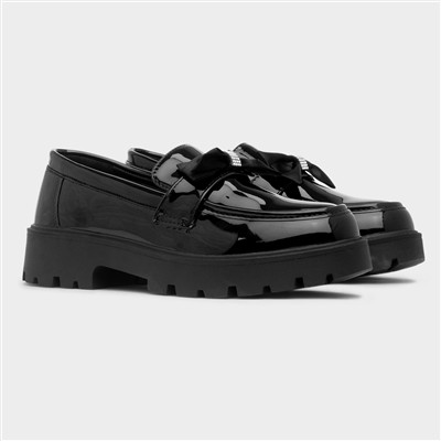 Zena Girls Black Patent Chunky Loafer