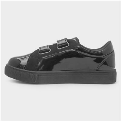 Carina Girls Black Easy Fasten Shoe