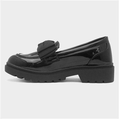 Astrid Girls Black Patent Bow Loafer